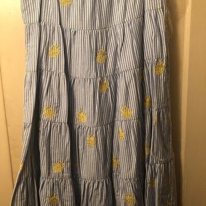 J. Crew Skirts - Blue & White Pineapple Embroidered Midi Skirt J. Crew Skirts - Blue & White Pineapple Embroidered Midi Skirt